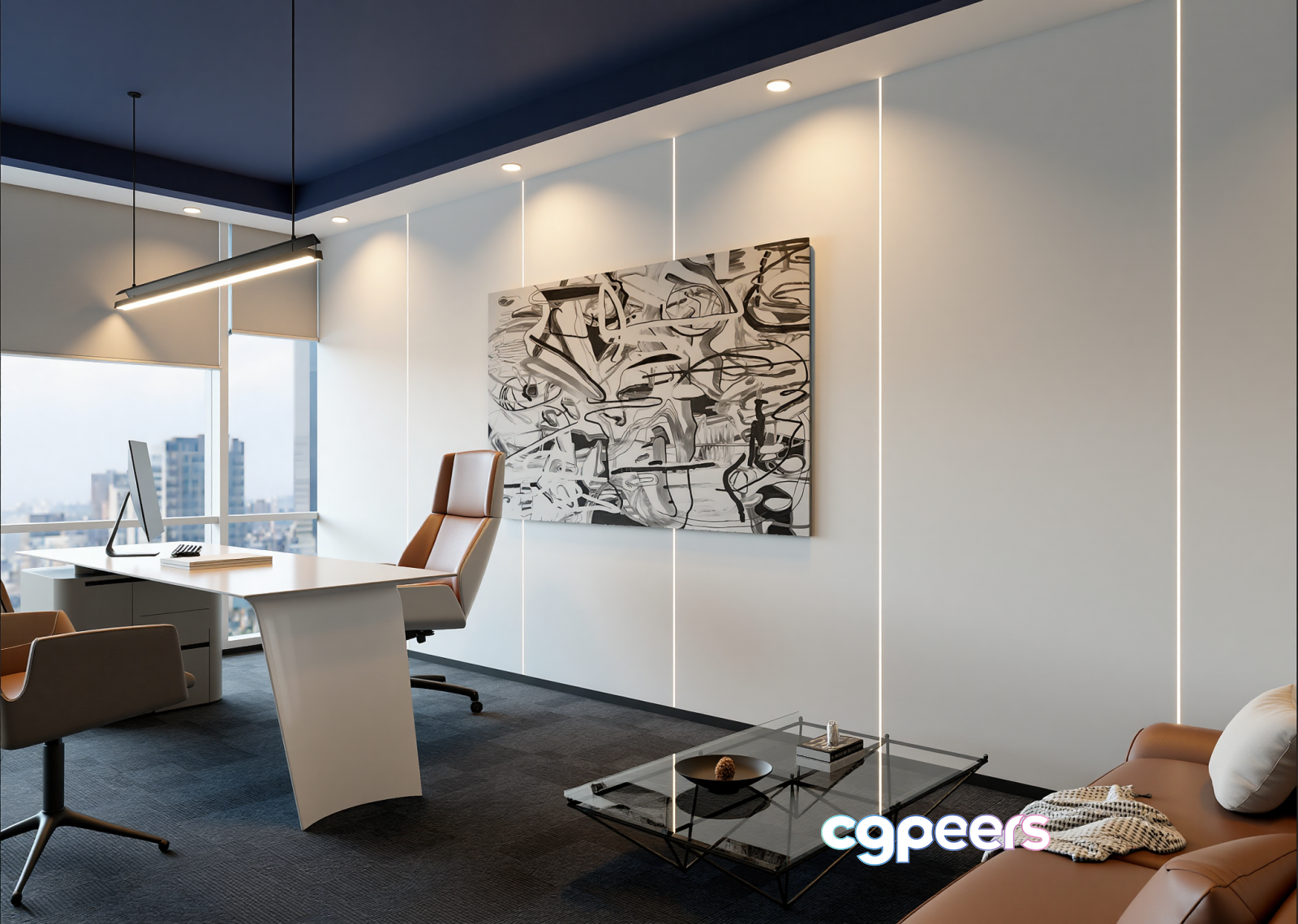 Modern Office Space 3D Model - 14145 - VRAY Render Modern Office Space 3D Model - 14145 - VRAY Render