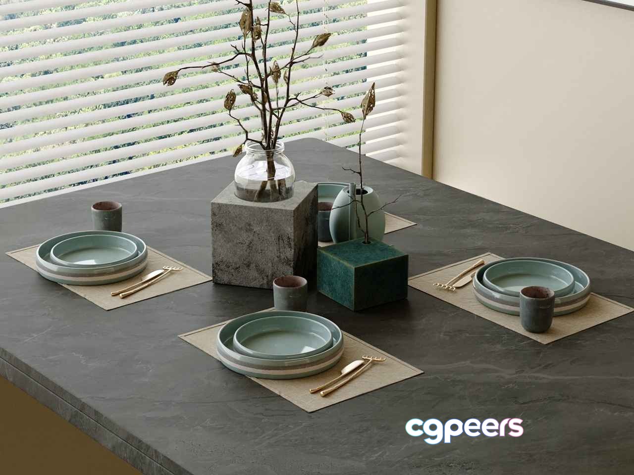 Modern Dining Table 3D Model - 9083 - VRAY Render