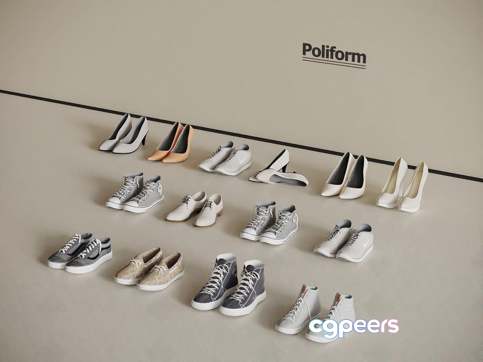 A Collection Of Shoes 3D Model - 23394 - VRAY Render A Collection Of Shoes 3D Model - 23394 - VRAY Render