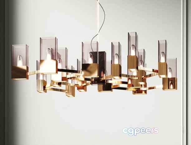 Gold Light Fixture 3D Model - 13611 - VRAY Render