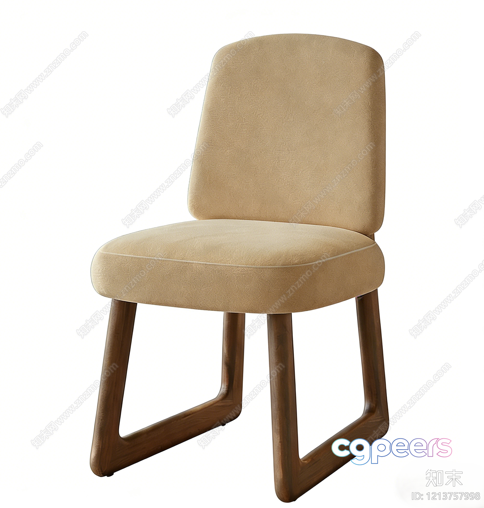 Modern Chair With Beige Upholstery 3D Model - 8016 - VRAY Render