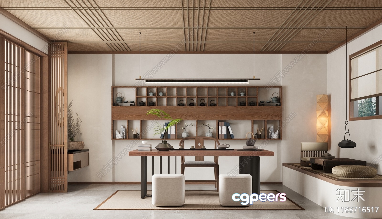 Modern Japanese-Inspired Office 3D Model - 23034 - CORONA Render