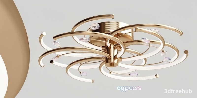 Gold Light Fixture 3D Model - 2097 - VRAY Render