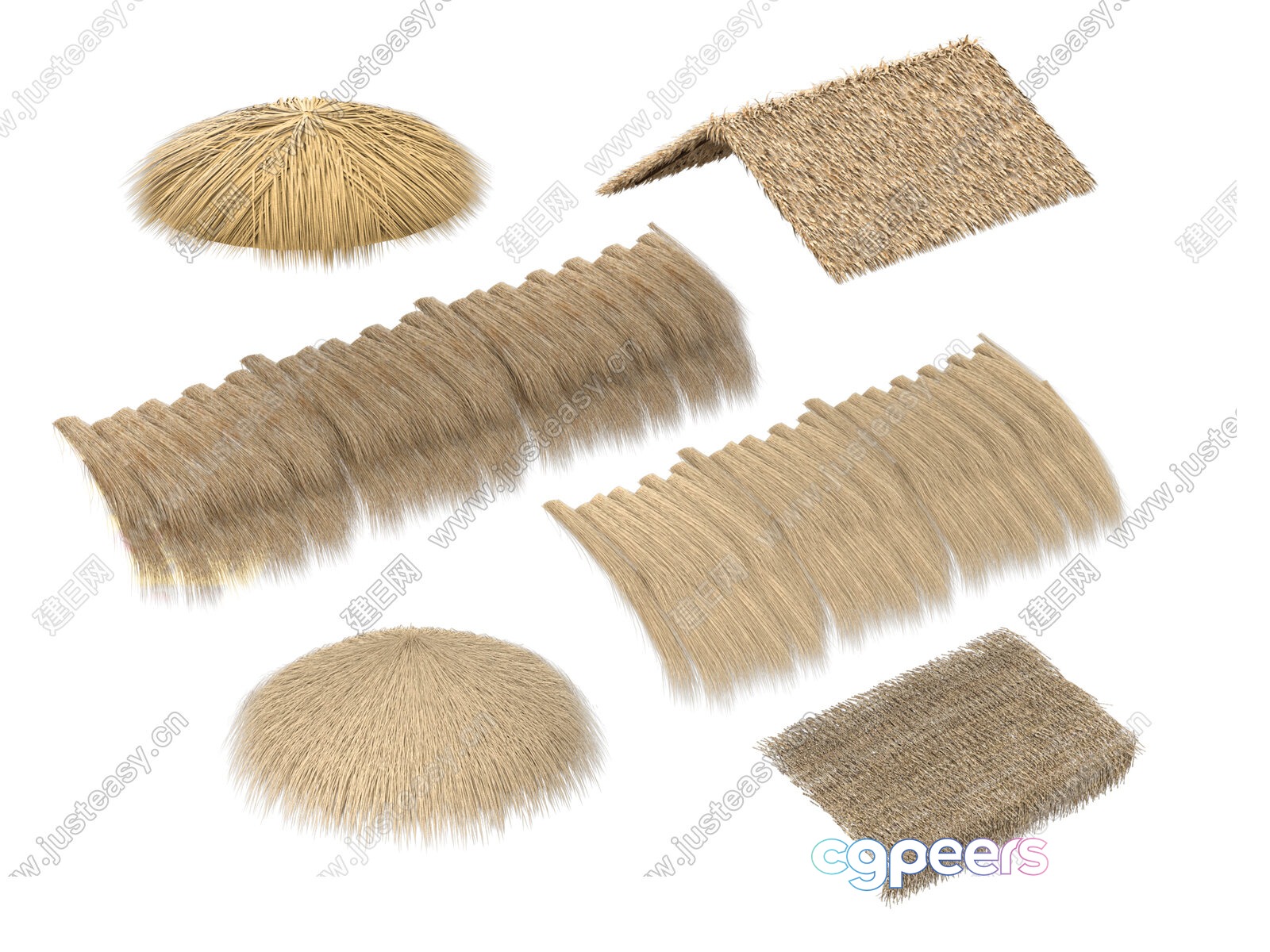 The Image Features A Collection Of Grass Mats 3D Model - 4636 - VRAY Render