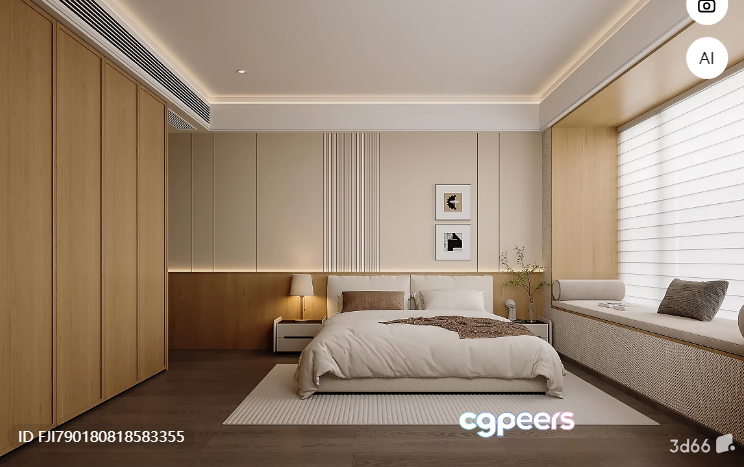 Cozy Bedroom 3D Model - 6264 - CORONA Render