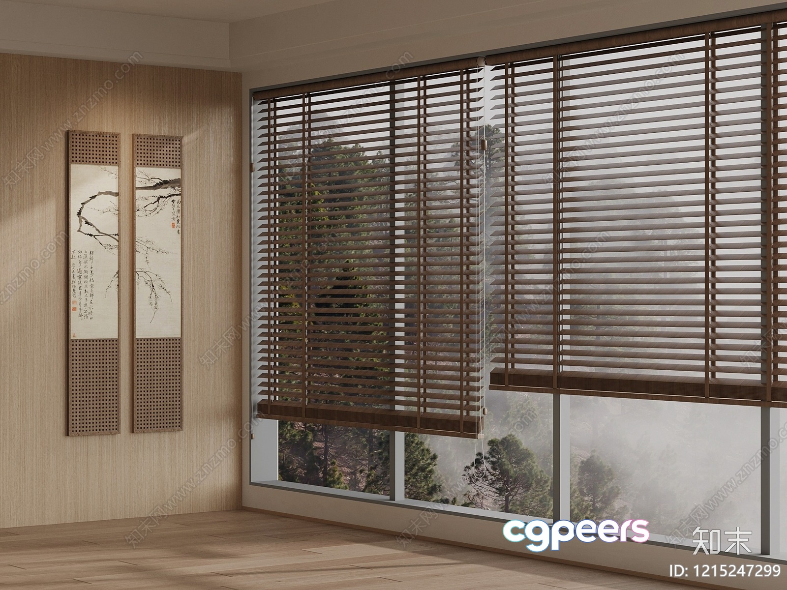 A Large Window With Blinds 3D Model - 13759 - VRAY Render