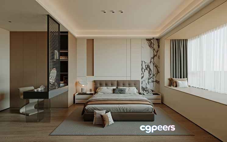 Cozy Modern Bedroom 3D Model - 15057 - CORONA Render