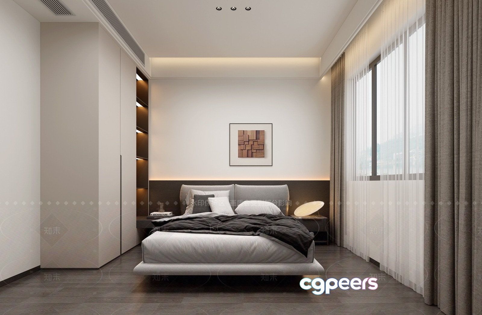 Modern Minimalist Bedroom 3D Model - 1993 - VRAY Render