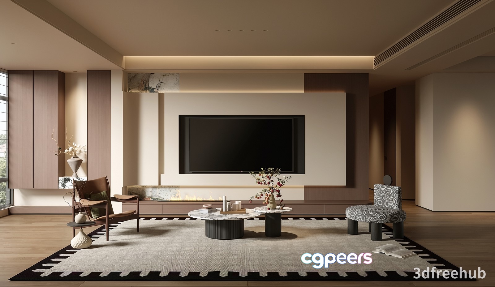 Modern Living Room 3D Model - 23190 - VRAY Render