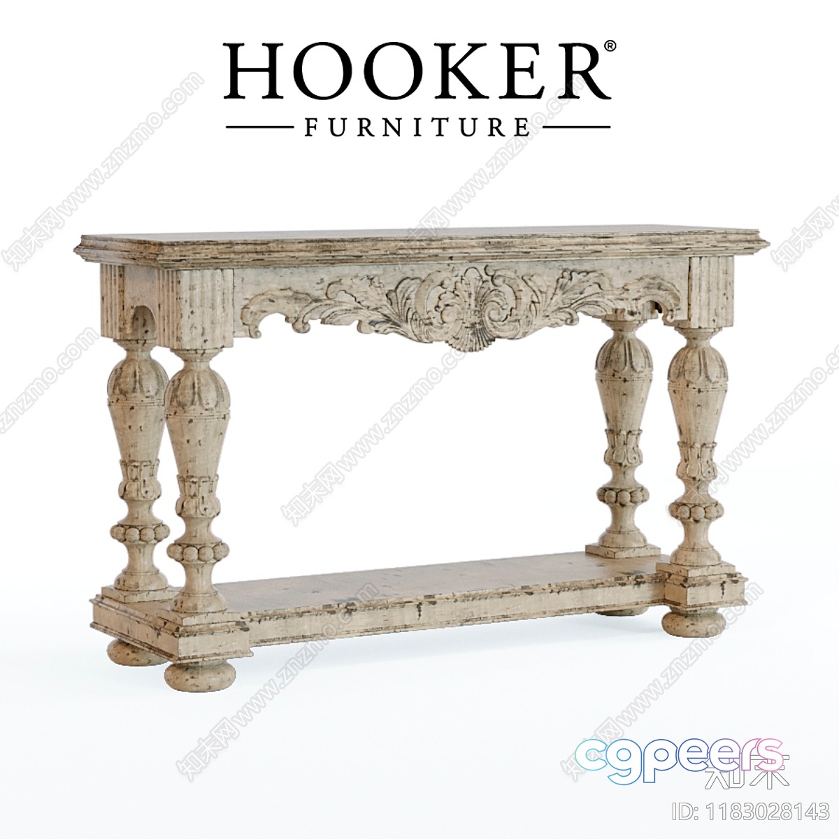 A Distressed Console Table 3D Model - 12480 - VRAY Render