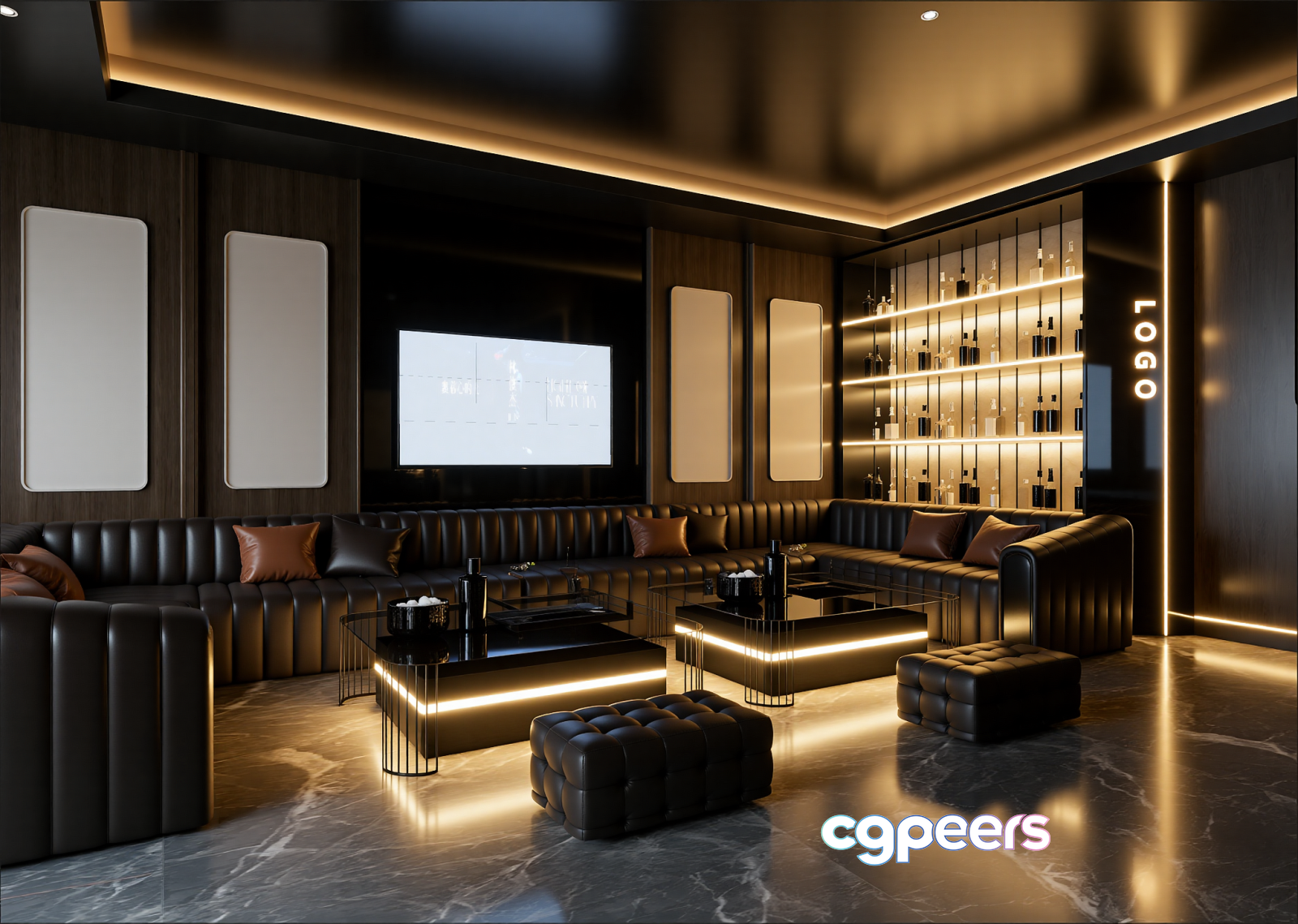 Modern Entertainment Room 3D Model - 22851 - VRAY Render