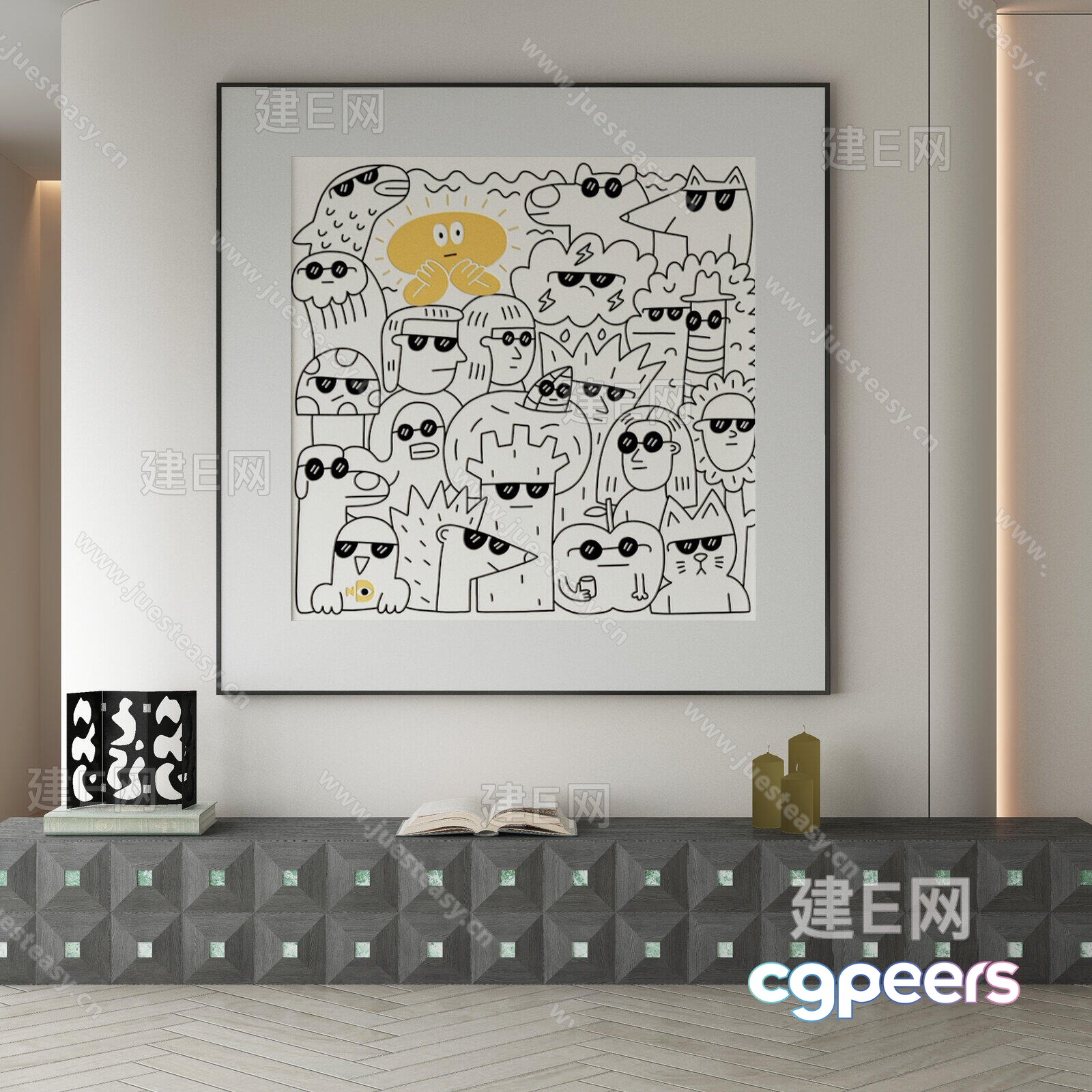 Modern Living Room 3D Model - 16772 - VRAY Render