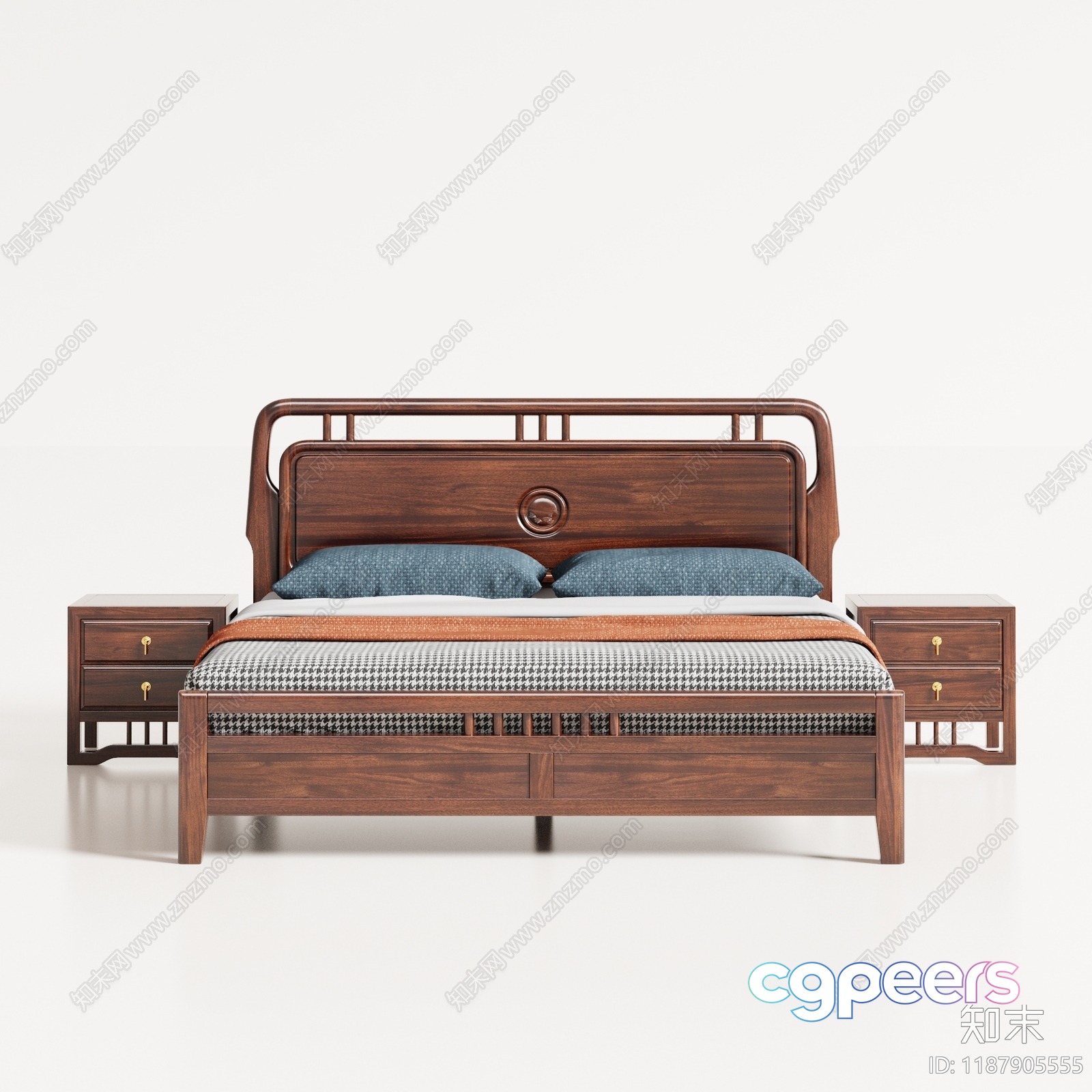 A Wooden Bed 3D Model - 10513 - VRAY Render