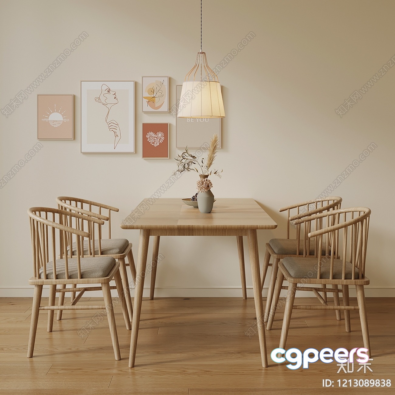Wooden Dining Table 3D Model - 15242 - VRAY Render Wooden Dining Table 3D Model - 15242 - VRAY Render