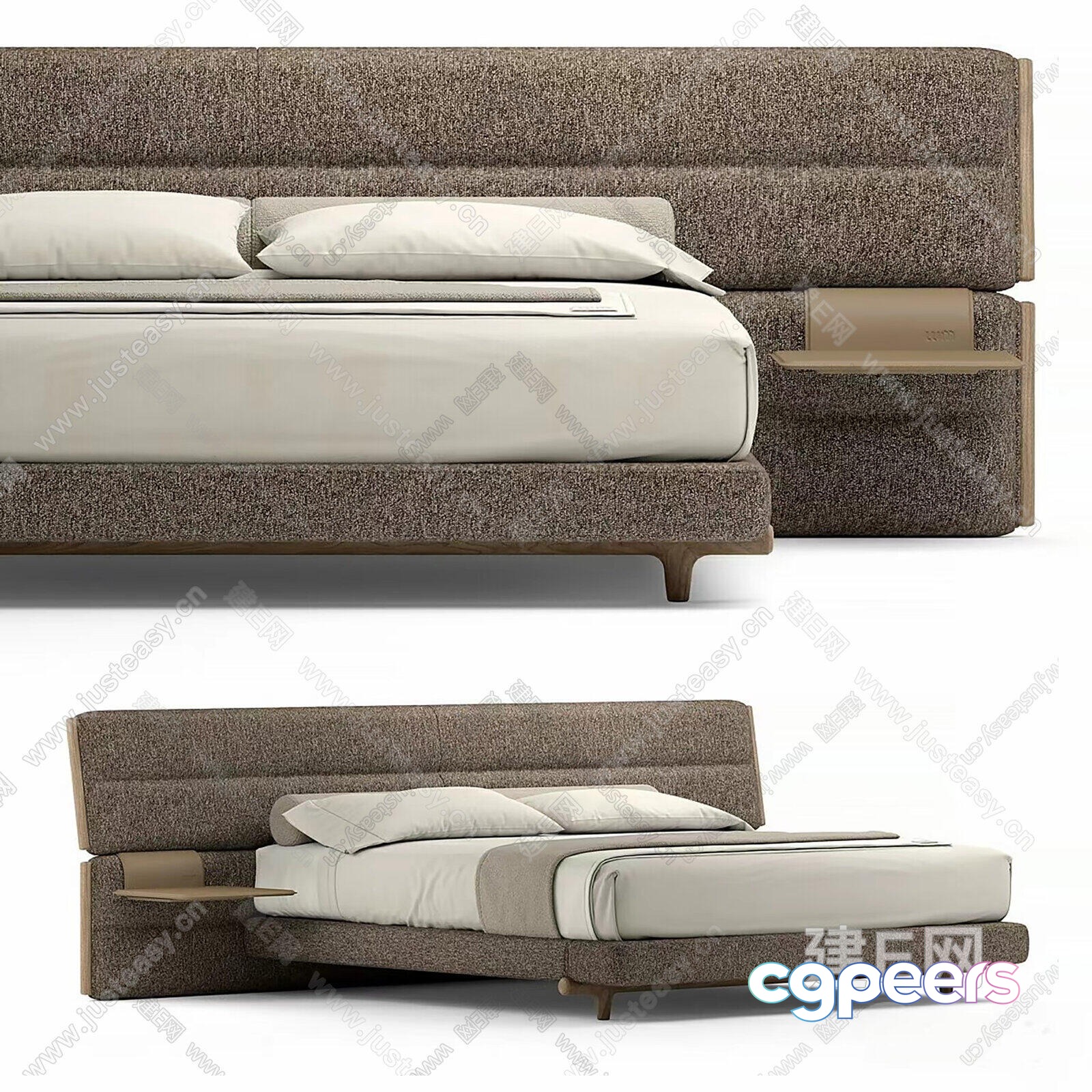 Modern Brown Bed 3D Model - 9441 - VRAY Render