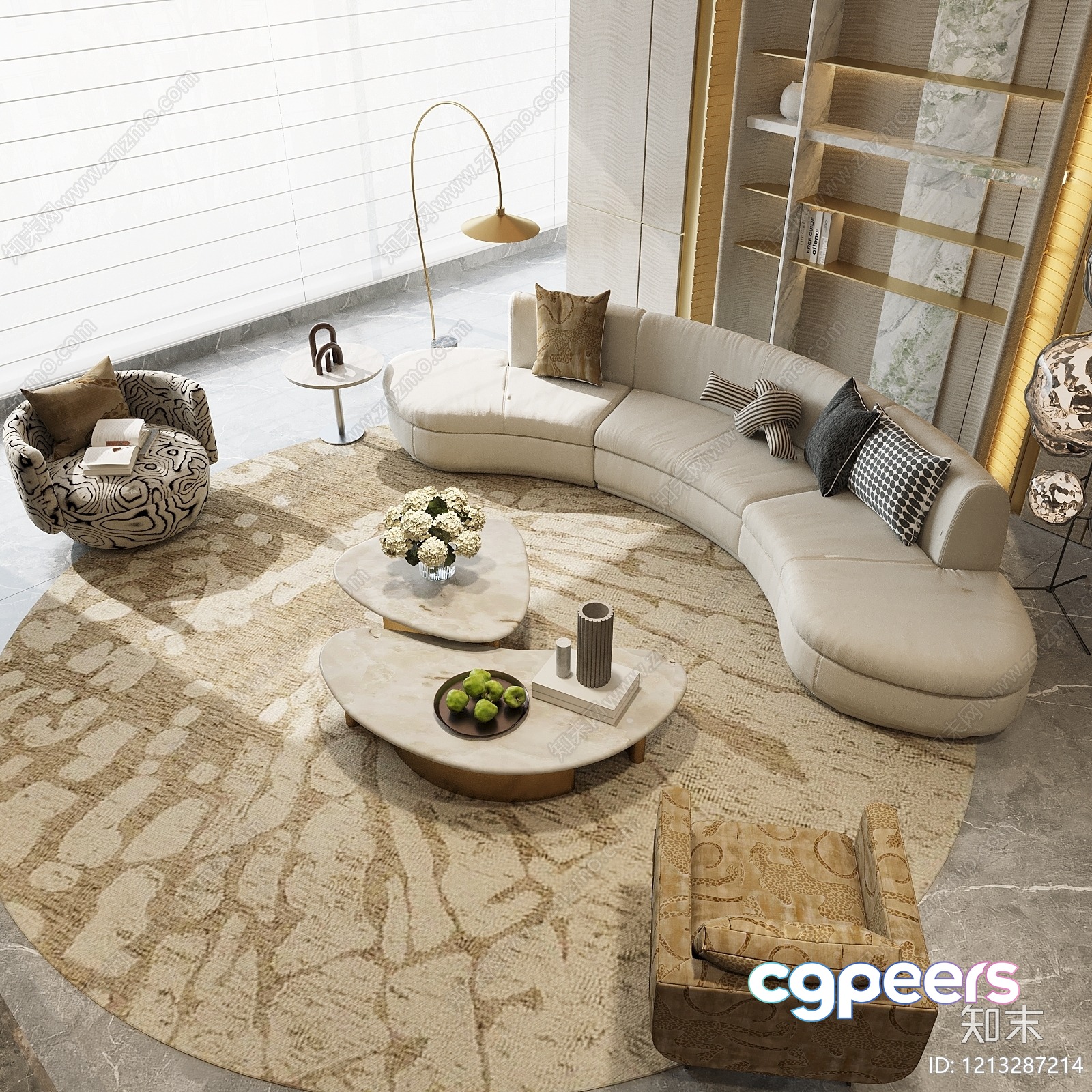 Modern Living Room 3D Model - 16985 - VRAY Render