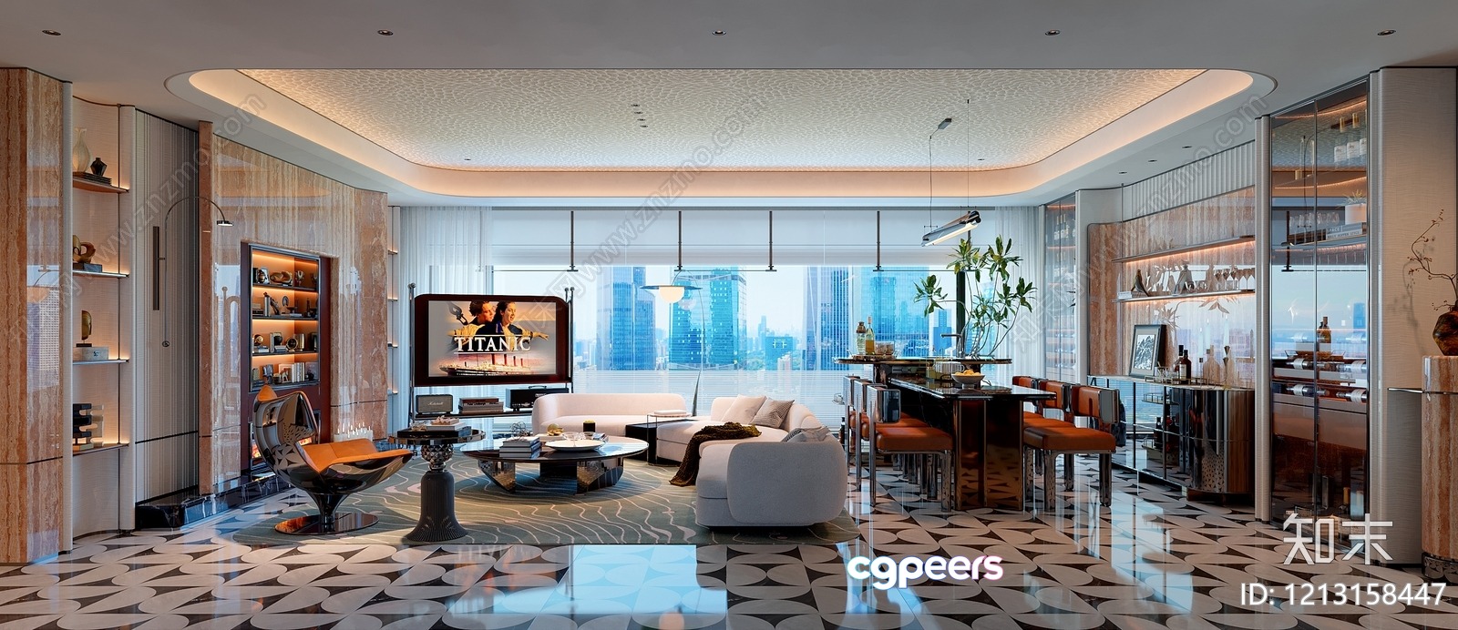 Modern Living Room 3D Model - 6189 - VRAY Render