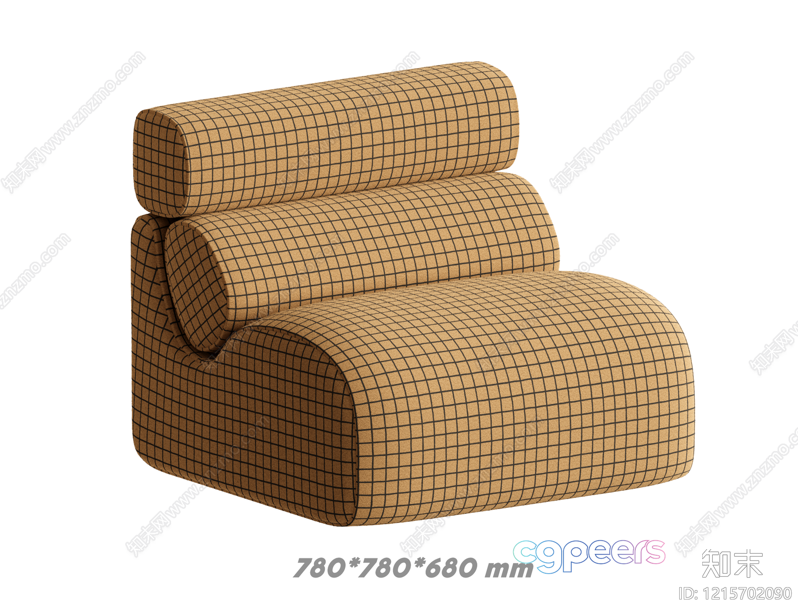 A Tan Chair With Black Grid Lines 3D Model - 18060 - VRAY Render A Tan Chair With Black Grid Lines 3D Model - 18060 - VRAY Render