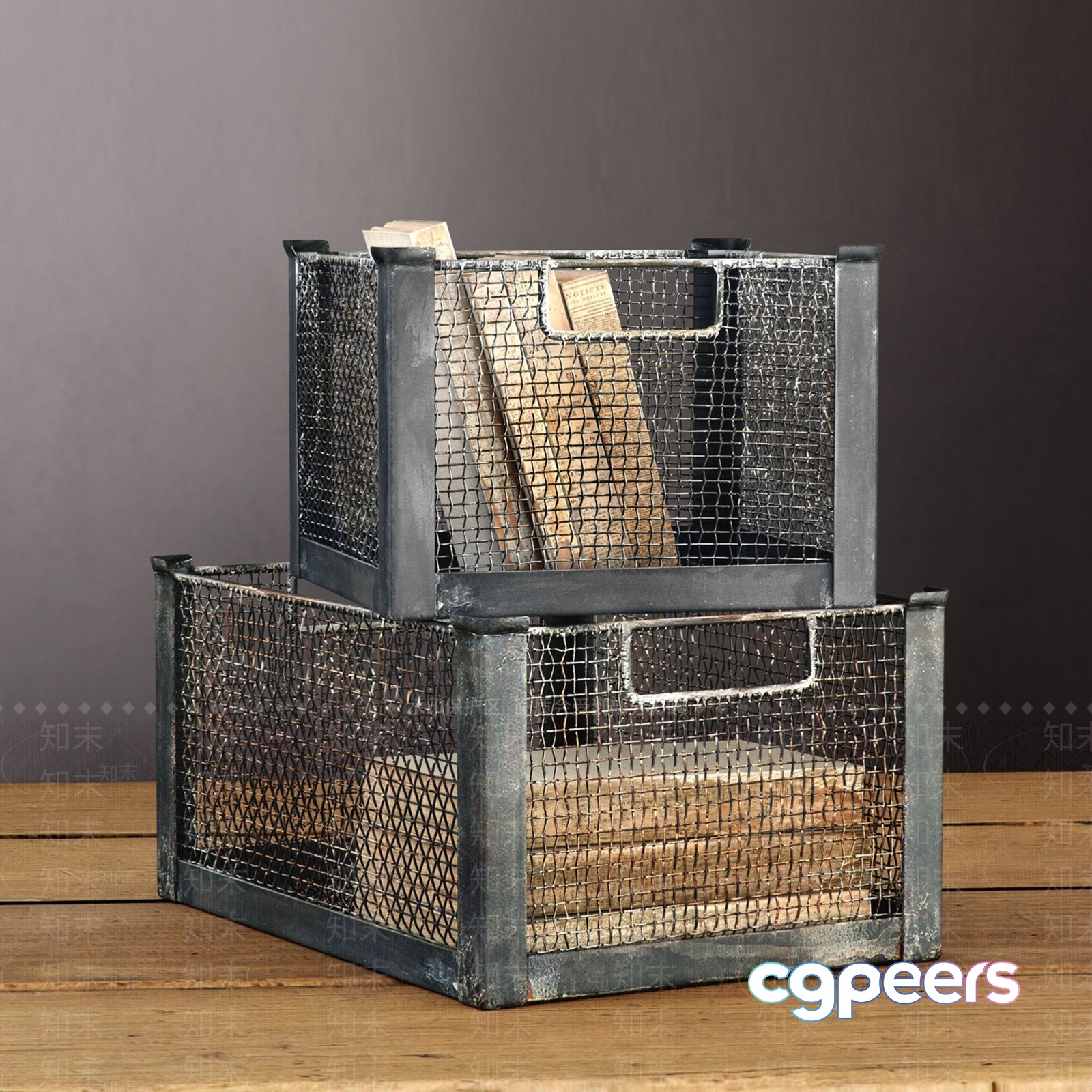 Metal Storage Bins 3D Model - 12765 - VRAY Render
