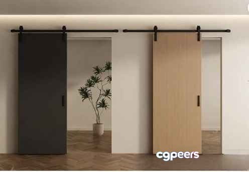 A Light Brown Door 3D Model - 13293 - VRAY Render