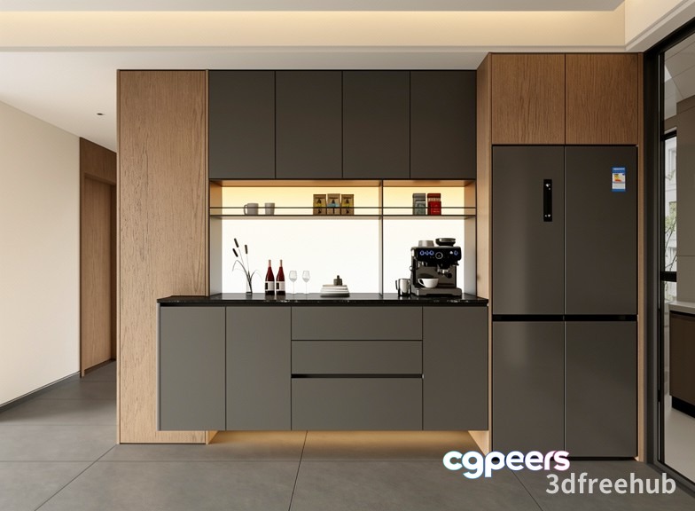 Modern Kitchen Design 3D Model - 3613 - VRAY Render