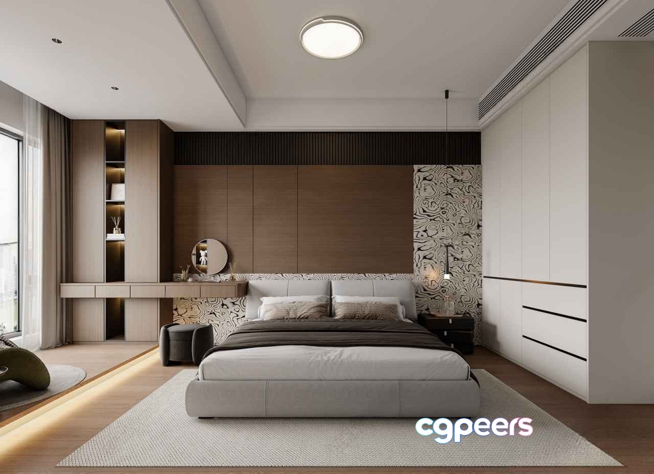 Modern Bedroom Design 3D Model - 2383 - VRAY Render