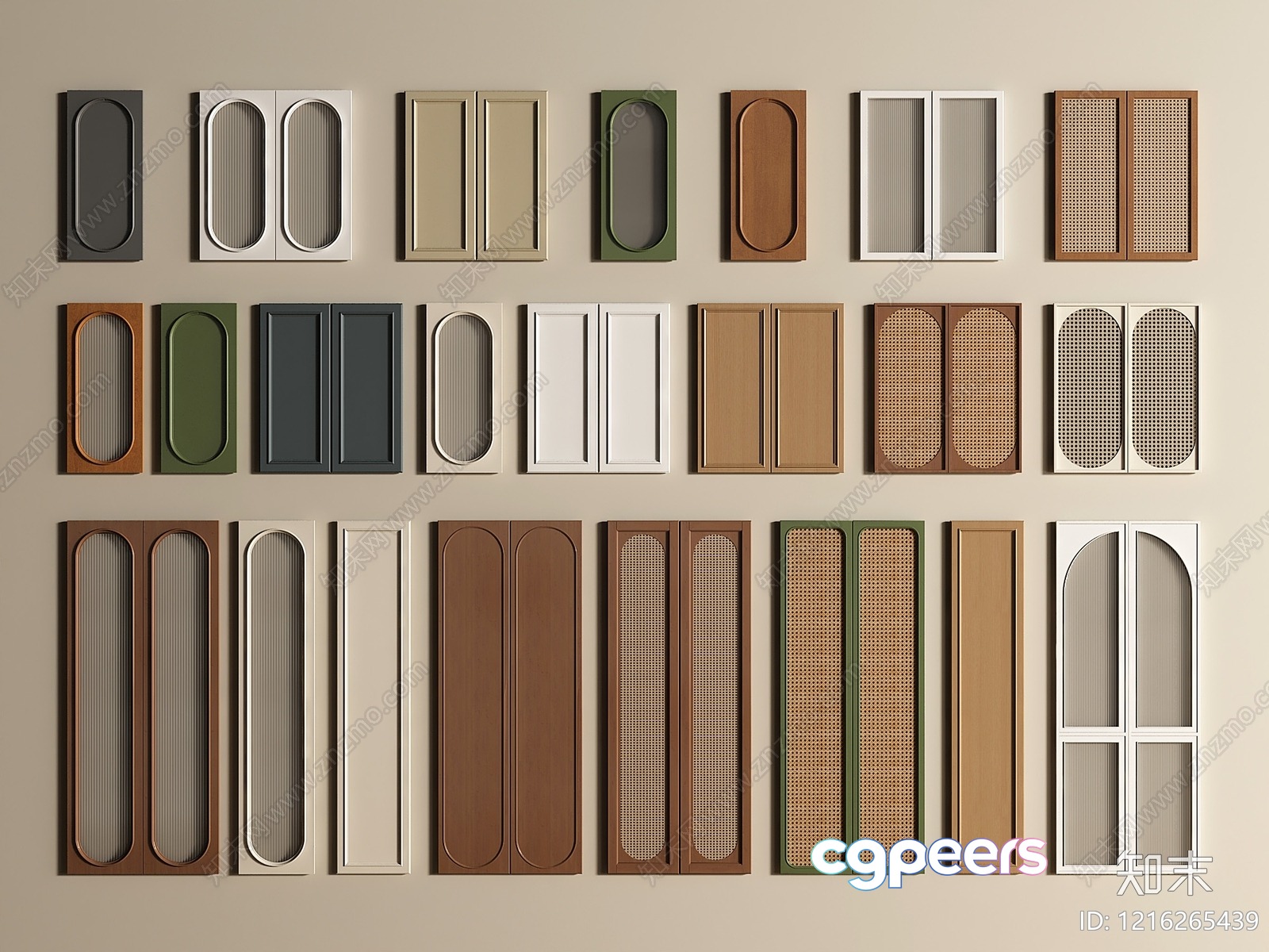 Brown Cabinet Doors 3D Model - 18432 - VRAY Render Brown Cabinet Doors 3D Model - 18432 - VRAY Render