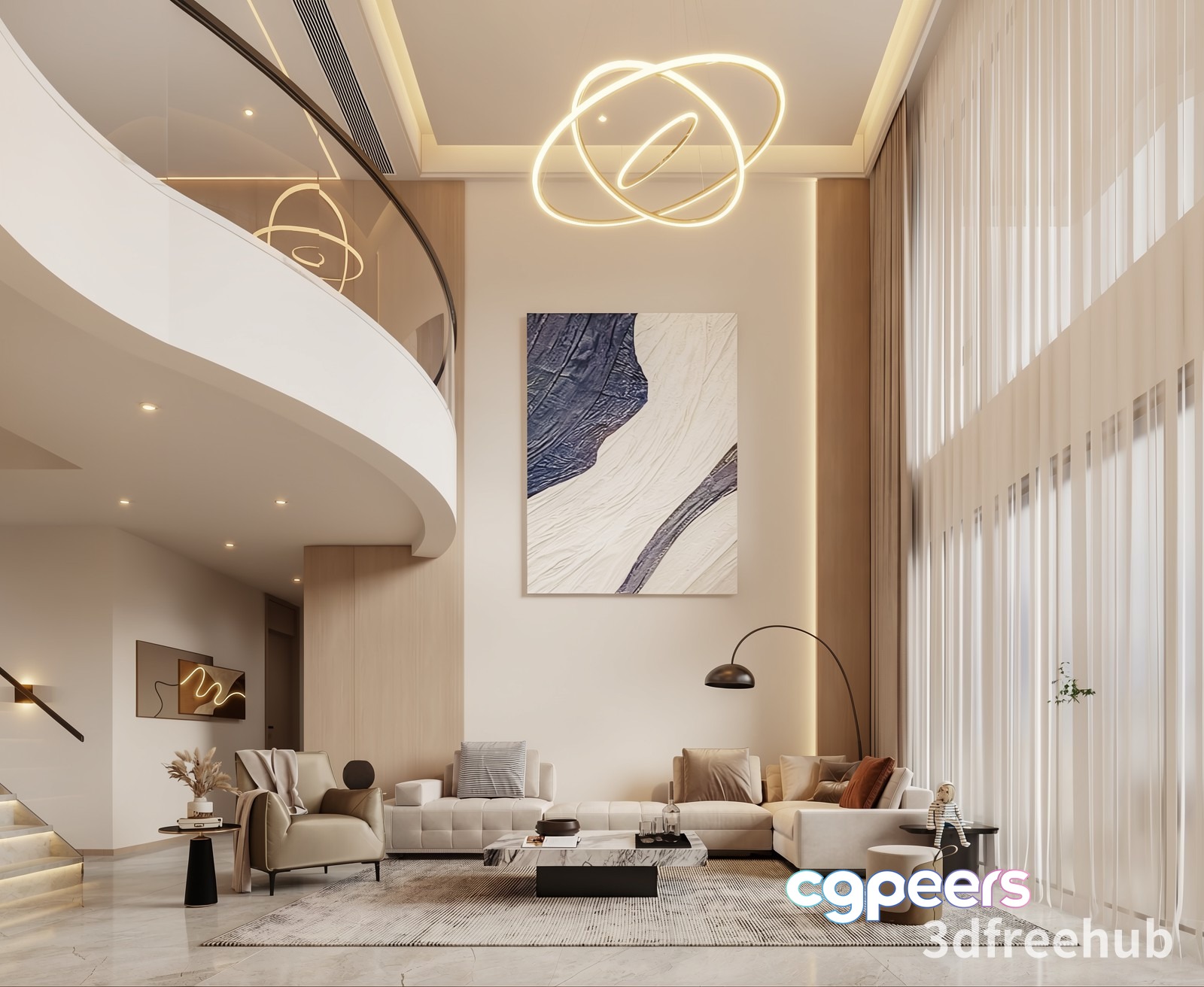 Modern Living Room 3D Model - 21571 - VRAY Render