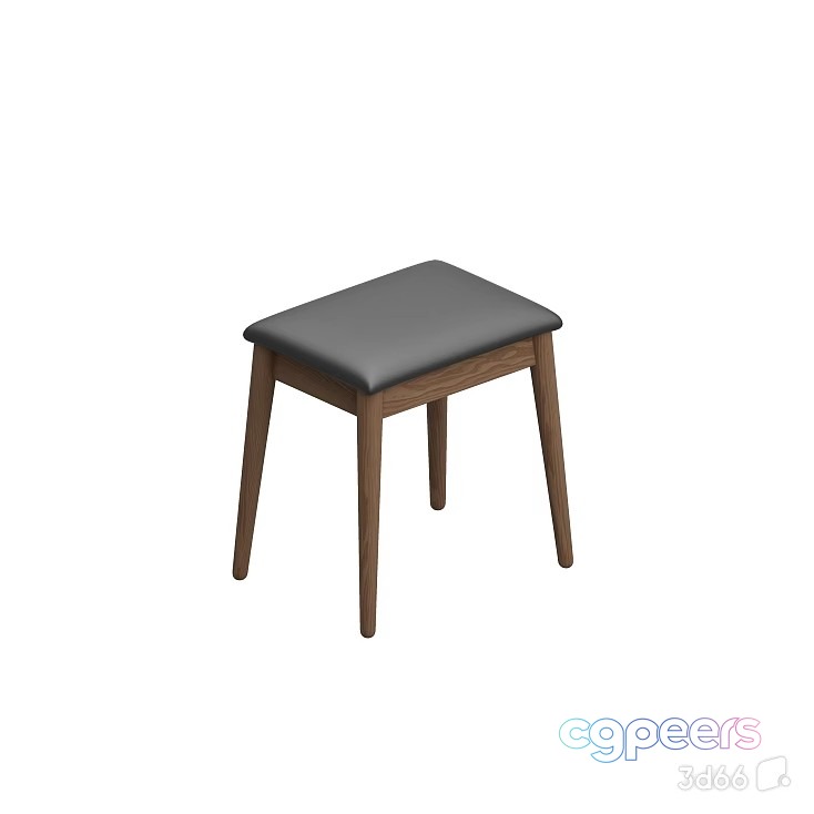 A Wooden Stool With A Gray Cushion 3D Model - 21244 - VRAY Render