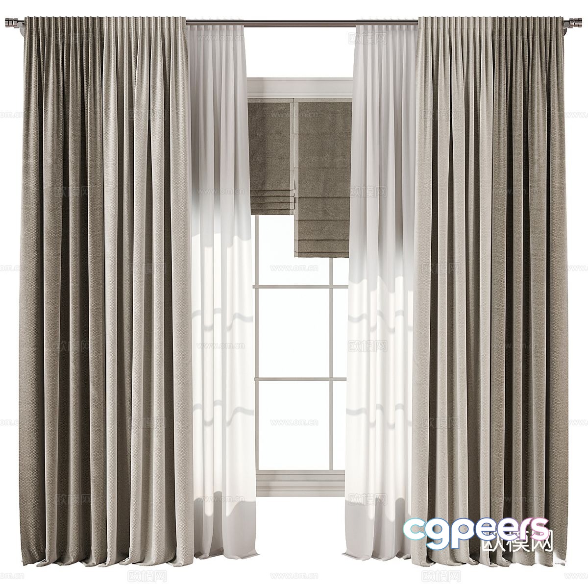The Single Main Subject Is A Window With Curtains 3D Model - 11824 - VRAY Render