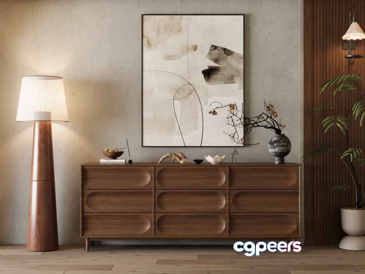 Mid-Century Modern Dresser 3D Model - 3947 - CORONA Render