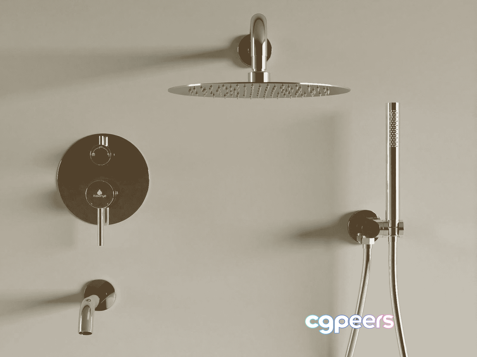 Modern Silver Shower 3D Model - 14138 - VRAY Render