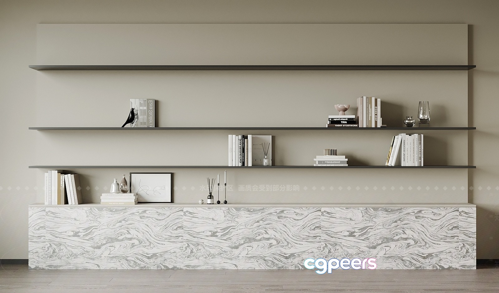 Modern Shelving Unit 3D Model - 5952 - VRAY Render Modern Shelving Unit 3D Model - 5952 - VRAY Render