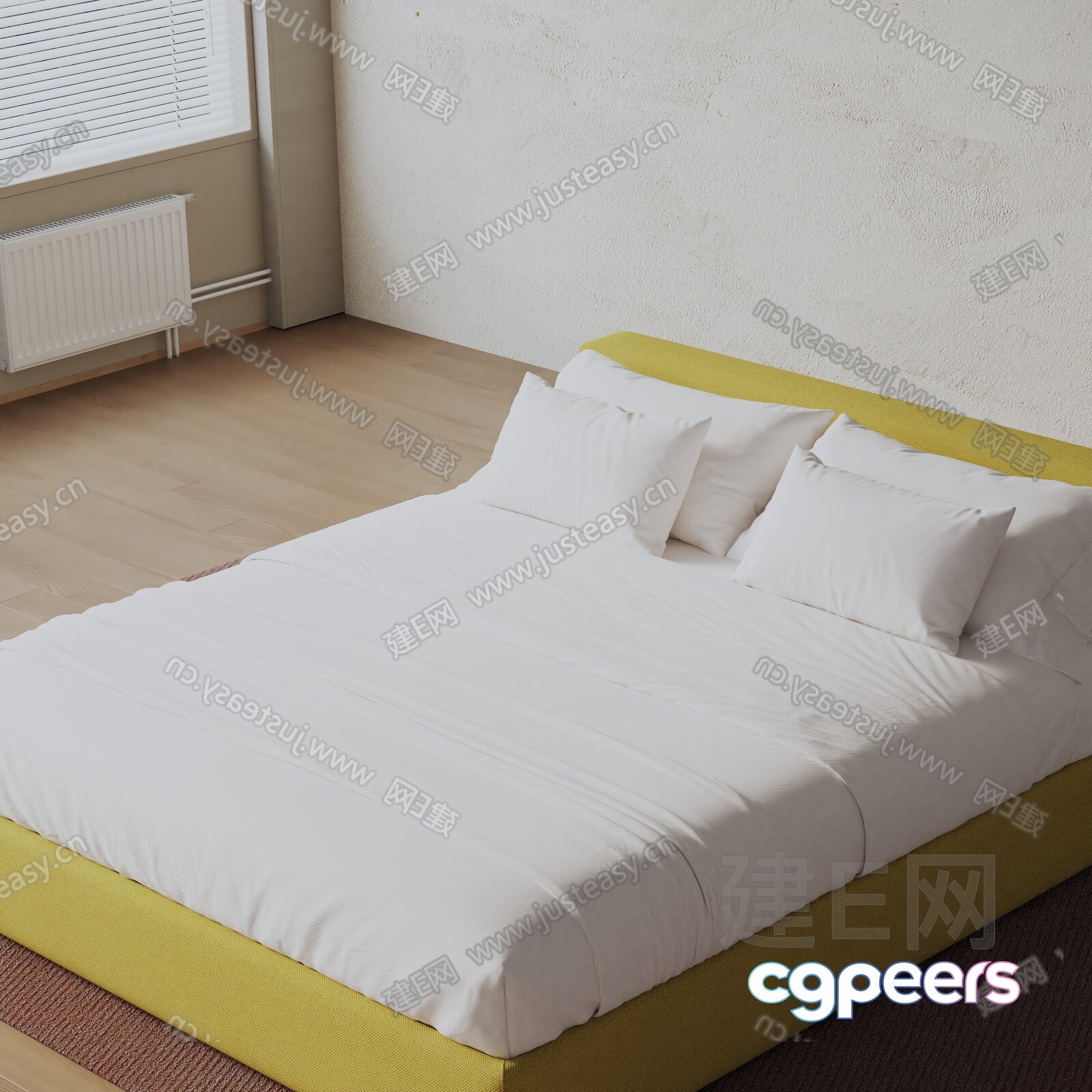 A White Bed 3D Model - 4090 - VRAY Render A White Bed 3D Model - 4090 - VRAY Render