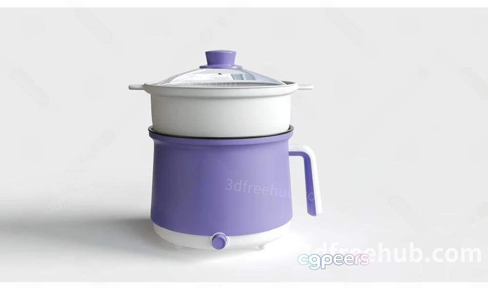 Purple Pot With Lid 3D Model - 18552 - VRAY Render