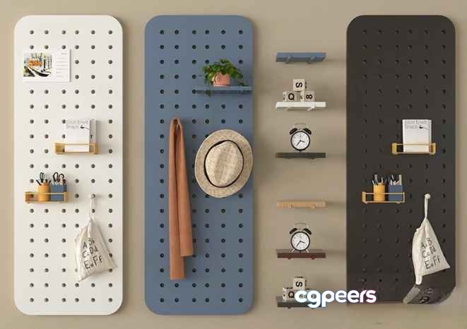 A Pegboard With Various Items Attached To It 3D Model - 6432 - VRAY Render