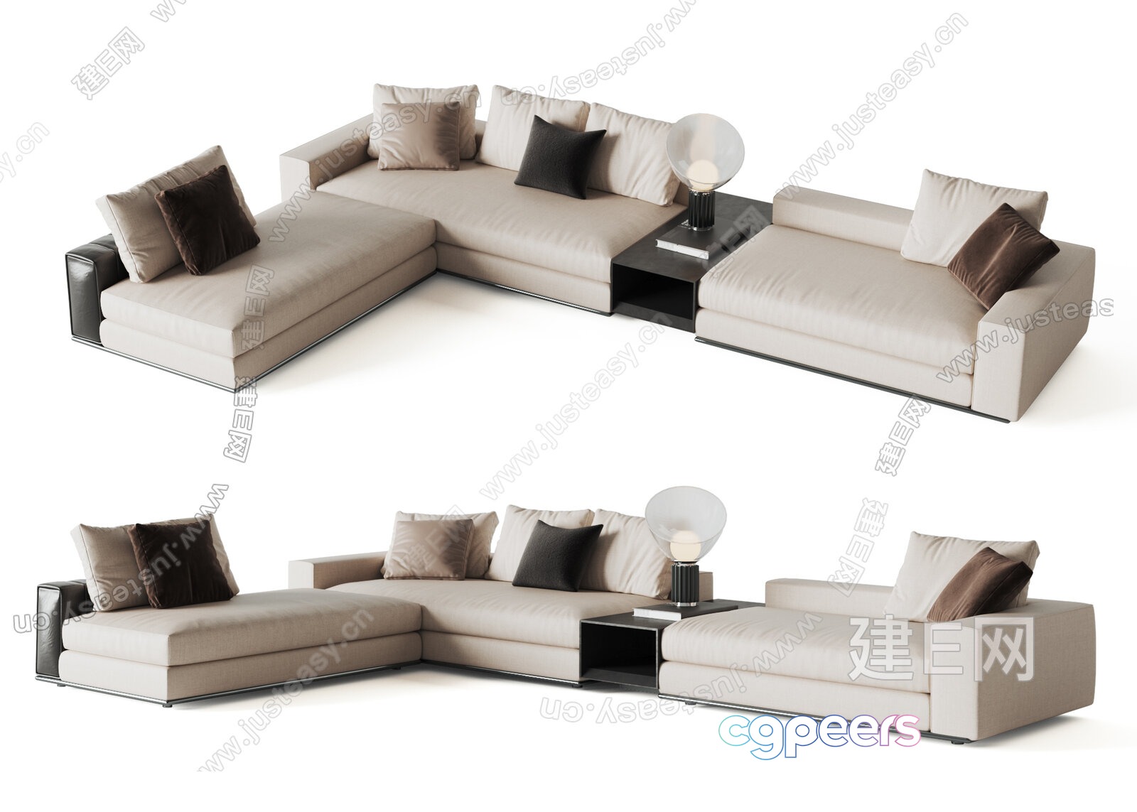 Modern Sectional Sofa 3D Model - 4749 - CORONA Render Modern Sectional Sofa 3D Model - 4749 - CORONA Render