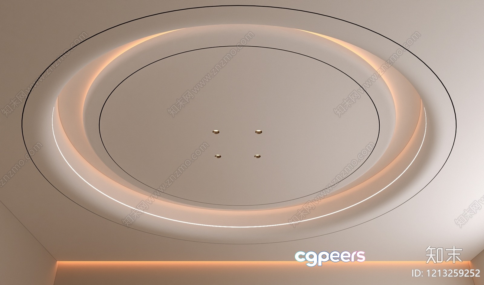 A Circular Ceiling Light Fixture 3D Model - 5361 - VRAY Render
