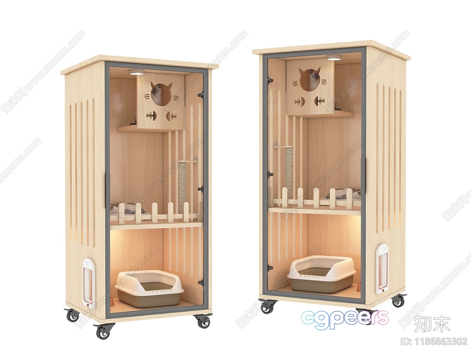 A Wooden Cat Enclosure 3D Model - 5793 - VRAY Render