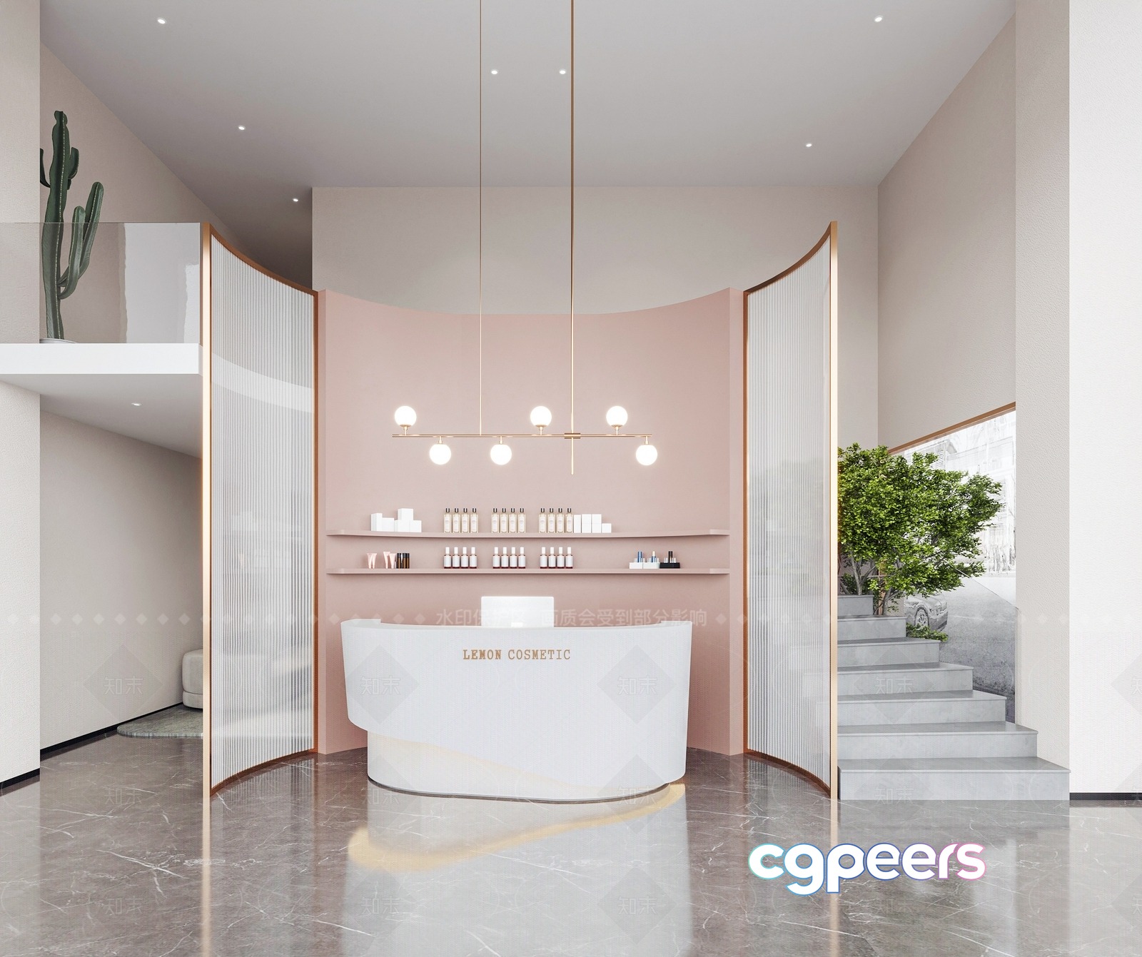 A Modern White Reception Desk 3D Model - 21882 - VRAY Render A Modern White Reception Desk 3D Model - 21882 - VRAY Render