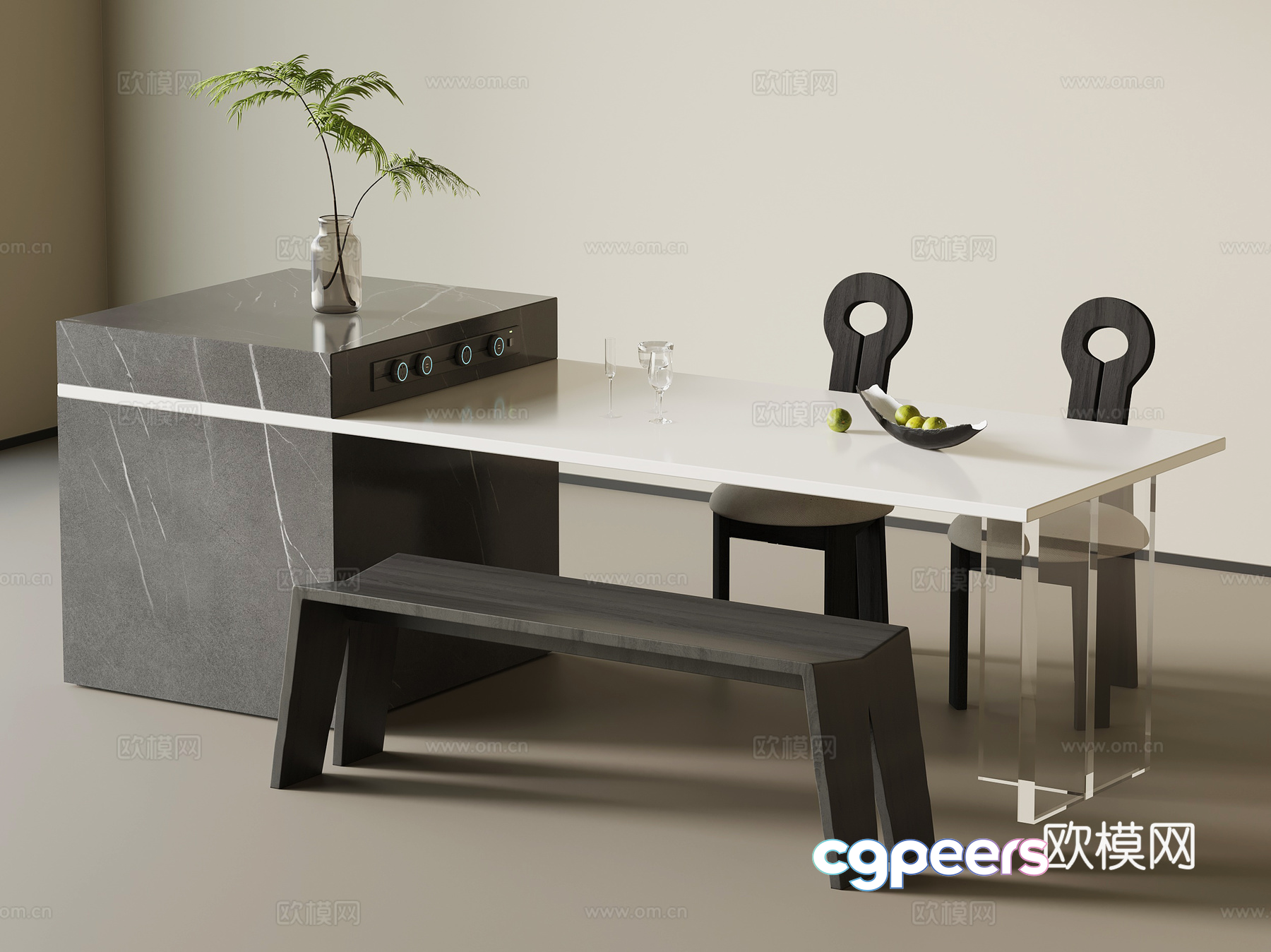 Modern Dining Table 3D Model - 2242 - VRAY Render Modern Dining Table 3D Model - 2242 - VRAY Render