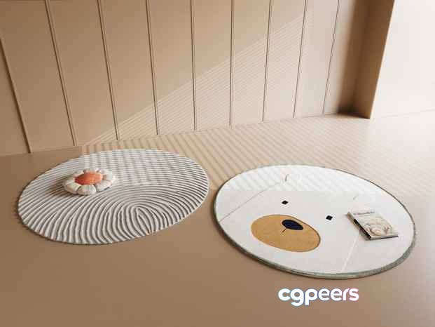 A Pair Of Round Rugs 3D Model - 11010 - CORONA Render