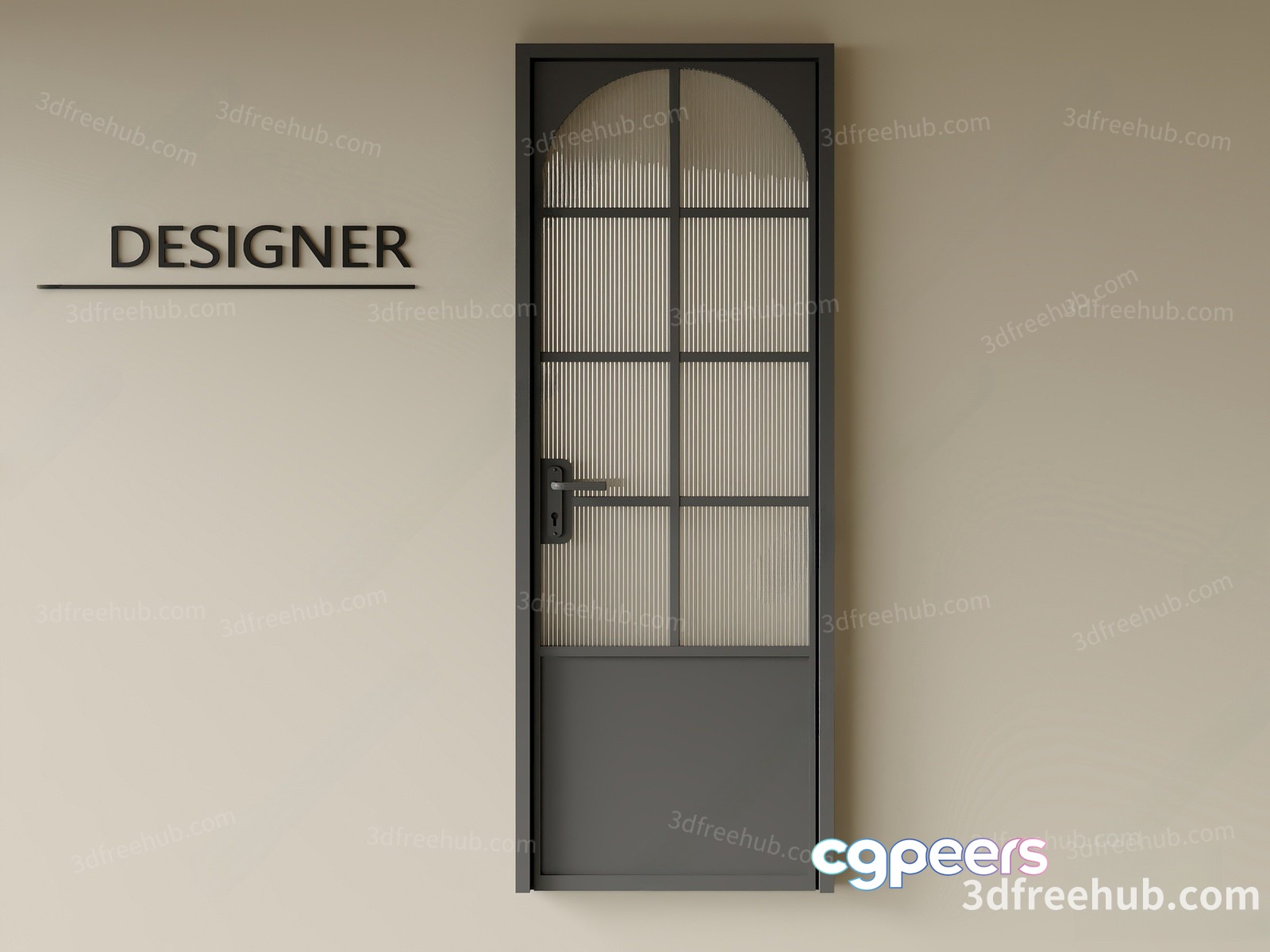 A 3D Rendering Of A Door With A Glass Panel 3D Model - 19160 - VRAY Render