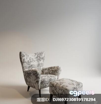 Floral Patterned Chair 3D Model - 14241 - VRAY Render