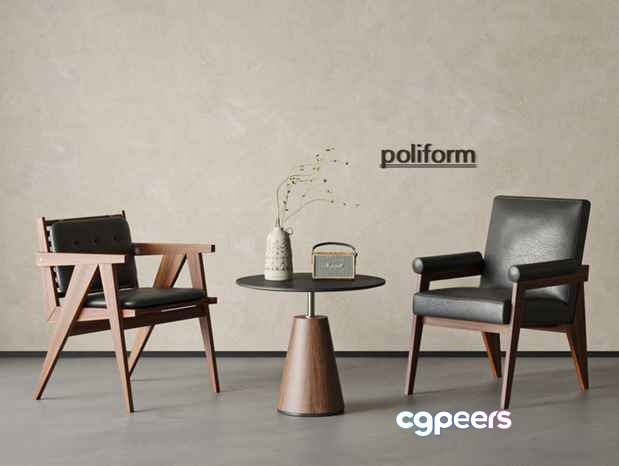 Mid-Century Modern Furniture 3D Model - 2809 - VRAY Render