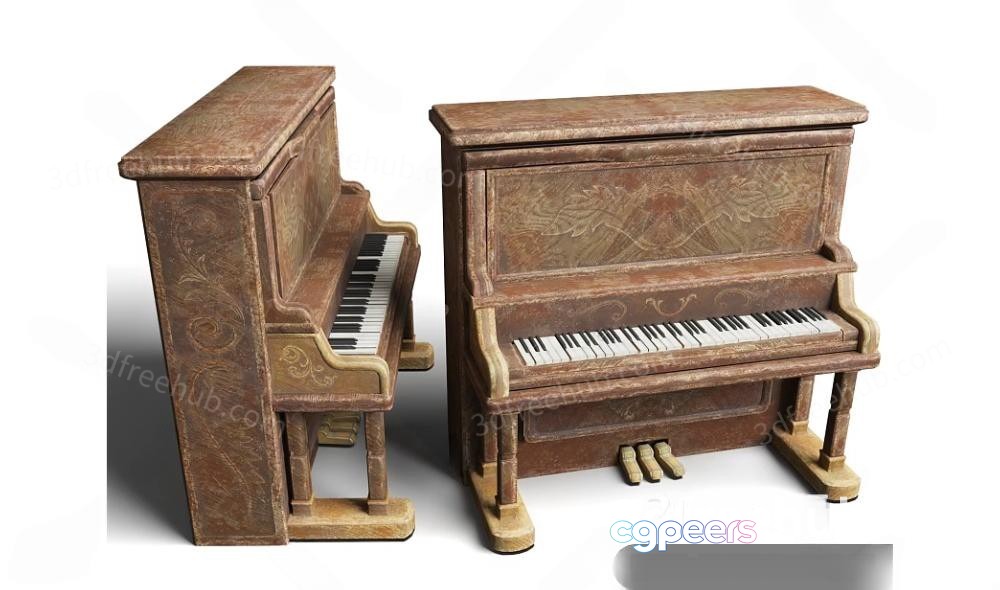 Old Brown Pianos 3D Model - 5860 - VRAY Render Old Brown Pianos 3D Model - 5860 - VRAY Render
