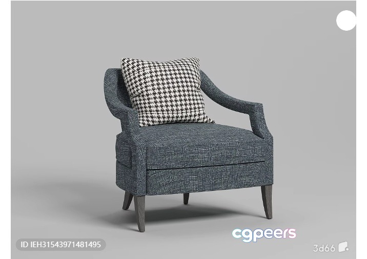 Grey Armchair With Houndstooth Cushion 3D Model - 1562 - VRAY Render