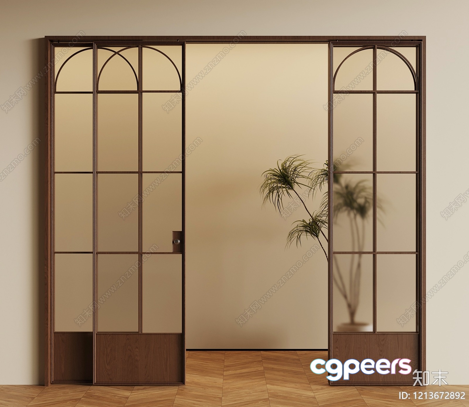 A Sliding Door With A Plant 3D Model - 6924 - VRAY Render A Sliding Door With A Plant 3D Model - 6924 - VRAY Render
