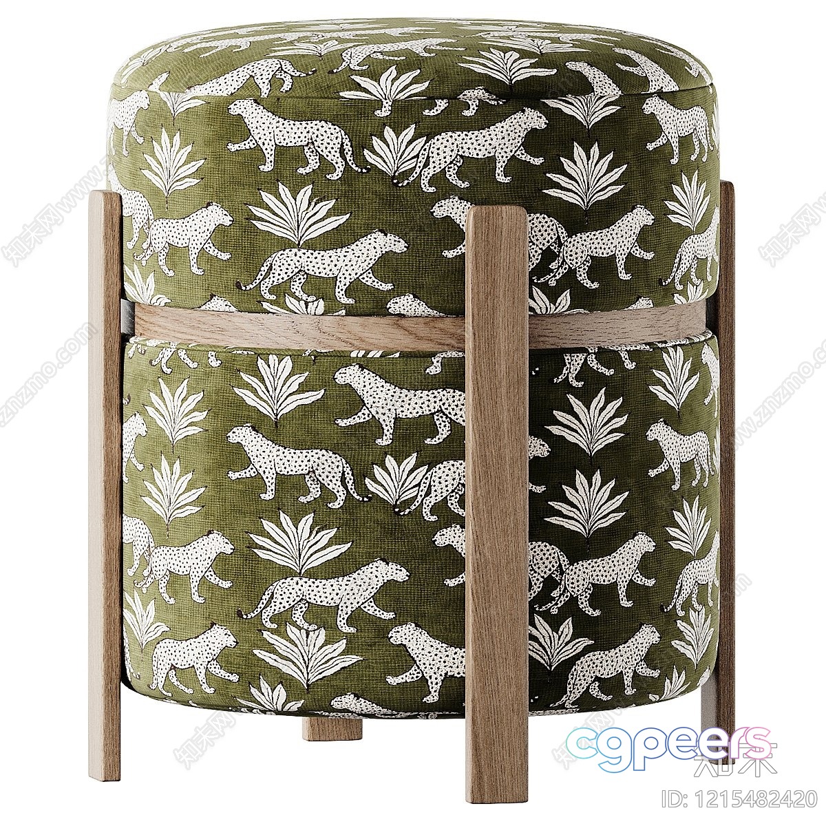 Modern Ottoman With Cheetah Print 3D Model - 23234 - VRAY Render
