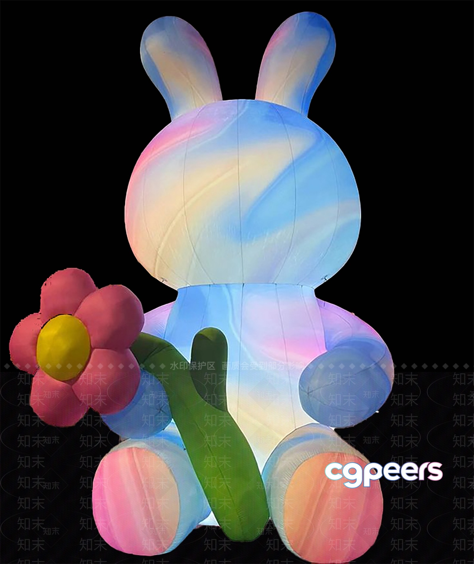 A Large Colorful Bunny Decoration 3D Model - 17733 - VRAY Render A Large Colorful Bunny Decoration 3D Model - 17733 - VRAY Render